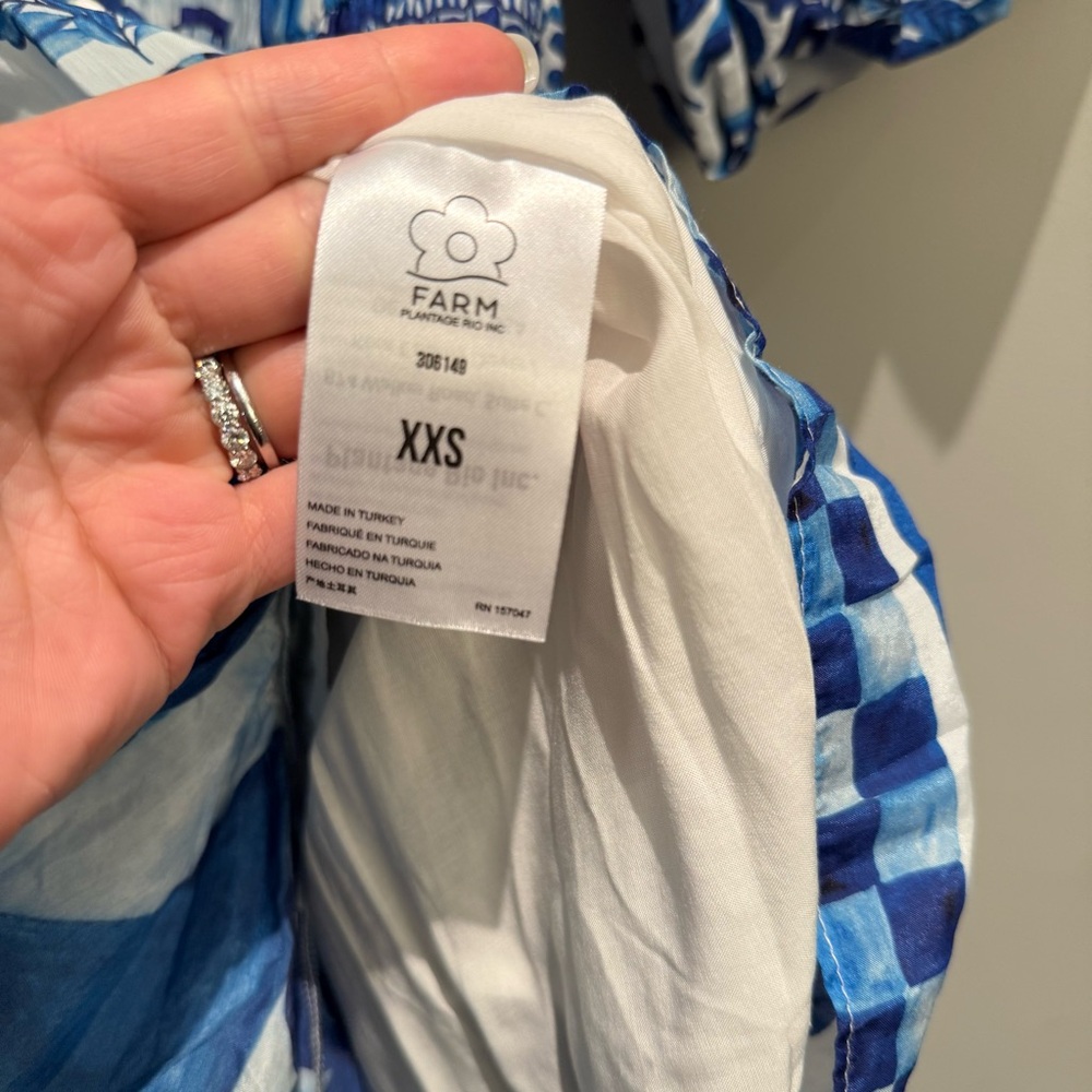 NWT- Farm Rio Sweet Rio Mini Dress Blue and White Size XXS - Picture 6 of 10